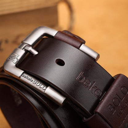 New creative belt men's leather belt factory direct sales cowhide belt pin buckle belt