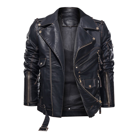 Winter Men's Leather Jacket Fashion Motorcycle