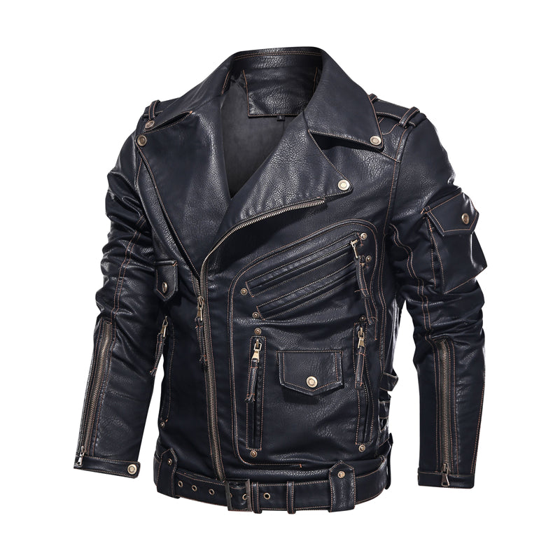 Winter Men's Leather Jacket Fashion Motorcycle