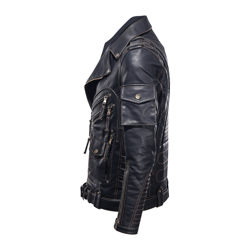 Winter Men's Leather Jacket Fashion Motorcycle