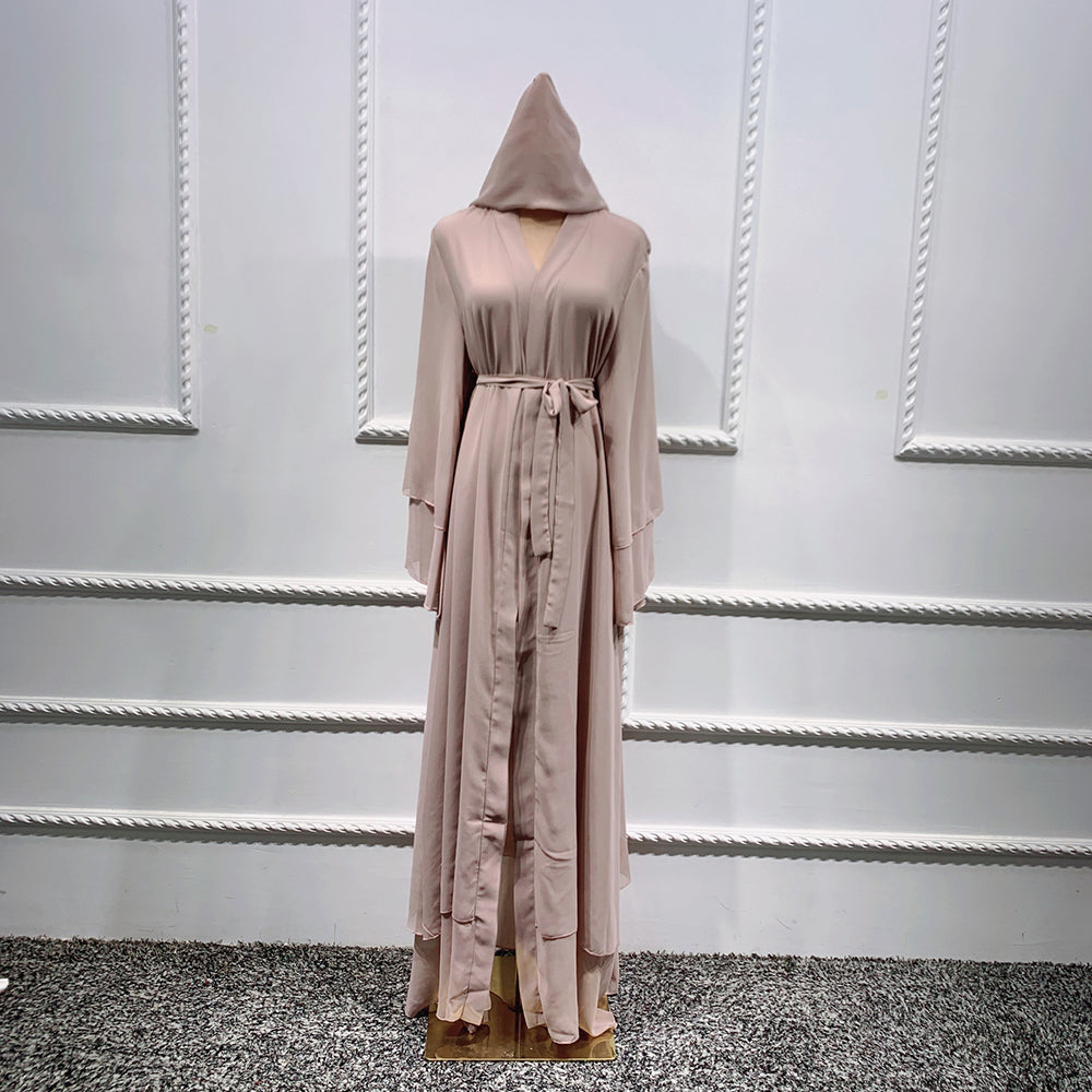 Solide Öffnen Abaya Kimono Dubai Türkei Kaftan Muslimischen Strickjacke