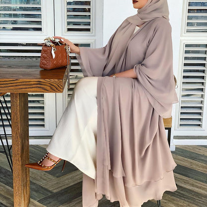 Solide Öffnen Abaya Kimono Dubai Türkei Kaftan Muslimischen Strickjacke