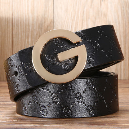 Men's Belt Leather Middle Aged And Young Korean Letter G