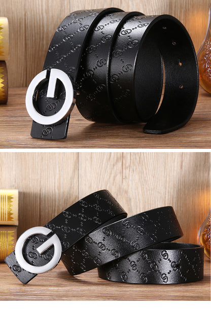 Men's Belt Leather Middle Aged And Young Korean Letter G