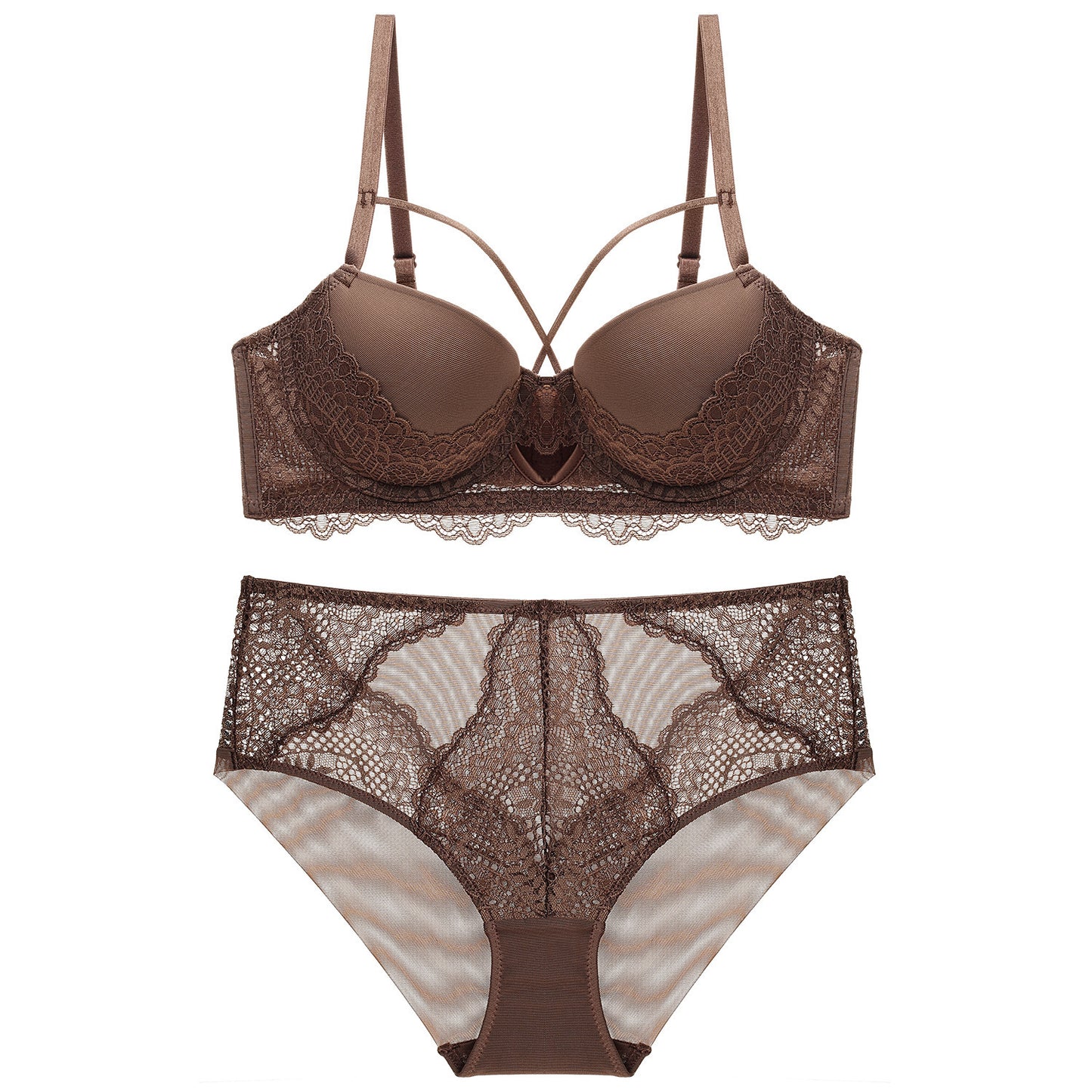 Sexy bra suit with French lace hollowed out and spliced