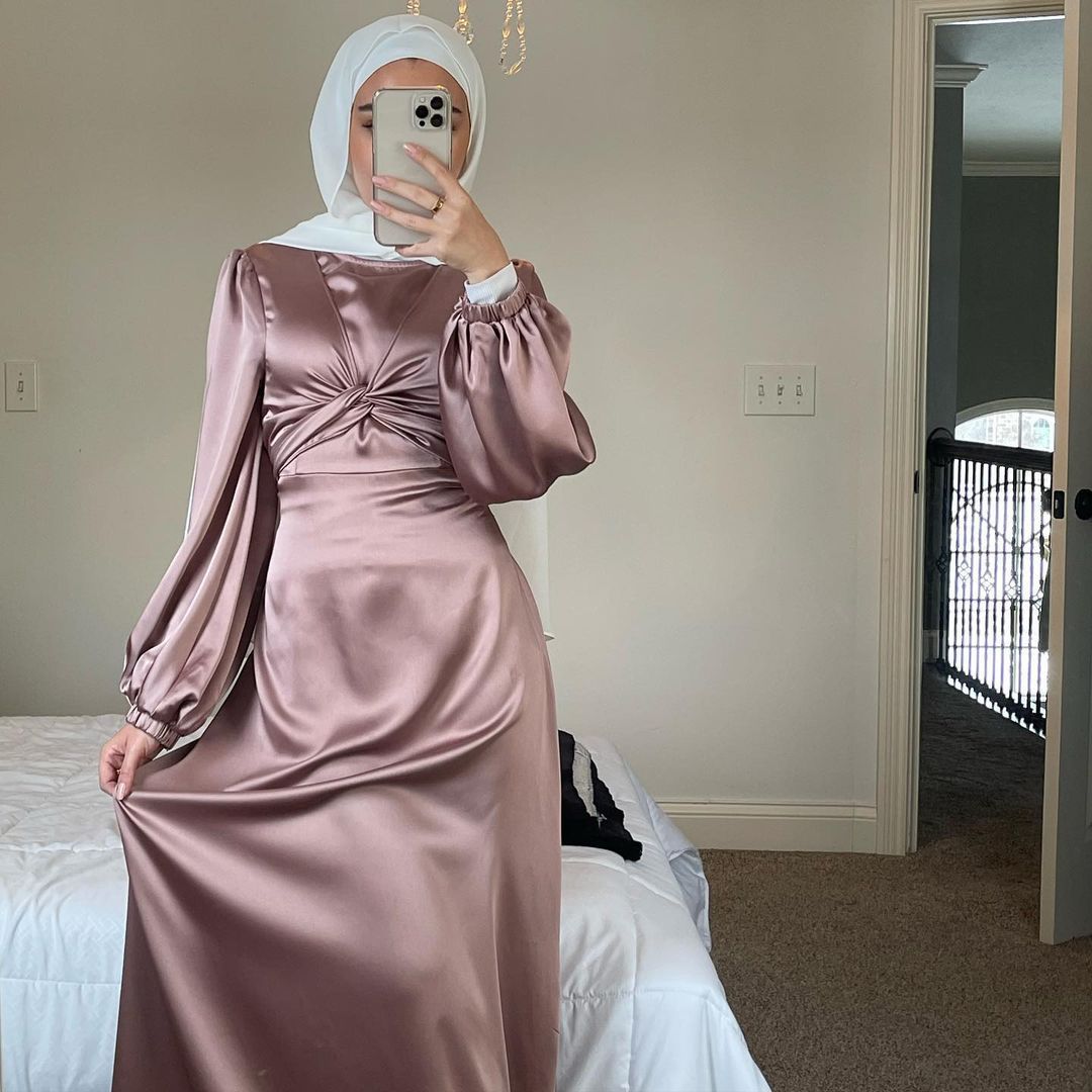 Ramadan Eid Mubarak Kaftan Dubai Abaya Türkei Muslimische Frauen Hijab Satin Kleid Islam Kaftan Marocain Kleider Vestidos Robe Femme