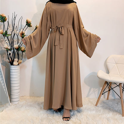 F889 Foreign Trade Cross-border Muslim Women's Long Skirt Abaya Dubai Middle East Jalabiya Pure Color Robe