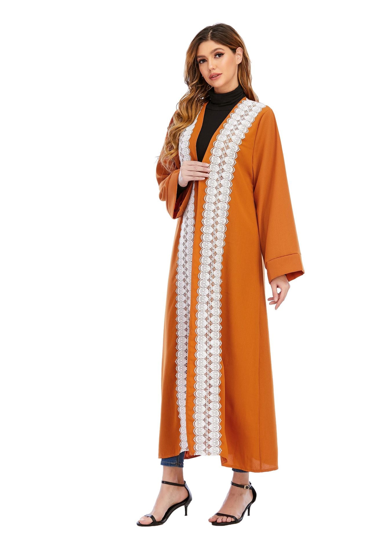 Moslemisches Abaya Strickjacke Lange Jacke Große Größe Nahen Östlichen Robe Mode Türkische Frauen