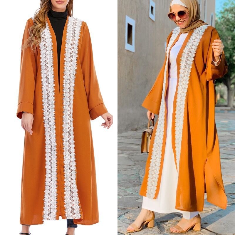 Muslim Abaya Cardigan Long Jacket Plus Size Middle Eastern Robe Fashion Turkish Women