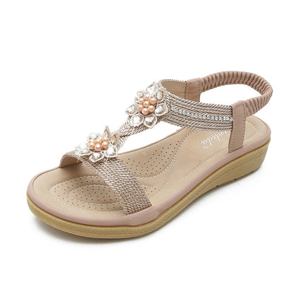 Flache Blumen Strasse Sandalen im Boho-Stil