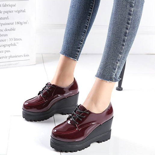 Platform shoes British small leather shoes