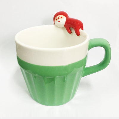 Minimalistische Keramik-Kaffee Cartoon Milch Schlaf Wasser Löffellöffel Liebhaberbecher