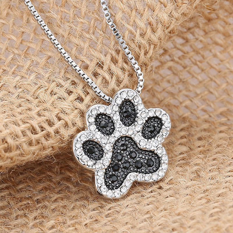 Pendant Necklaces Jewelry Dog Footprint Rinhoo Woman Fashion Crystal Animal for Bijoux