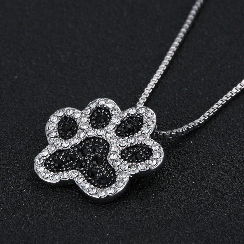 Pendant Necklaces Jewelry Dog Footprint Rinhoo Woman Fashion Crystal Animal for Bijoux