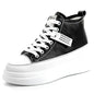 New slim and versatile white high-top leather shoes for women