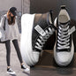 New slim and versatile white high-top leather shoes for women