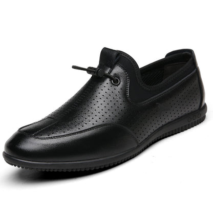 Men's hollow leather shoes leisure leather shoes driving shoes