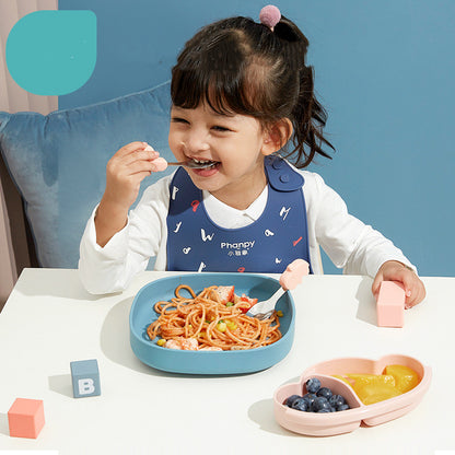 Ins Portable Silicone Suction Plate Food Self Feeding For Children Kids Layering Deformable Tableware Dishes Creative Gift