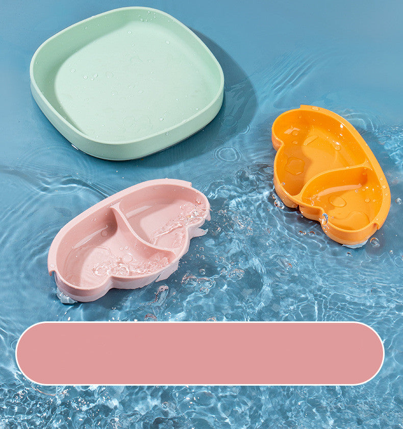 Ins Portable Silicone Suction Plate Food Self Feeding For Children Kids Layering Deformable Tableware Dishes Creative Gift