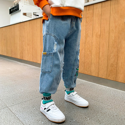 Jeans Kinder große Kinder Sport westlicher Stil Hosen im koreanischen Stil lockerer Trend