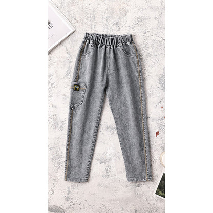 Kids Boys Jeans Baby Clothes Classic Pants Children Denim Clothing Boy Casual Bowboy Long Pants 5-13Y