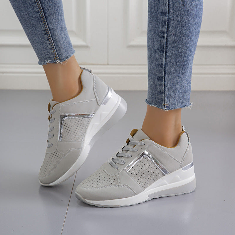 Sneakers Platform Wedge Casual Shoes Lace-up Mesh Sneakers