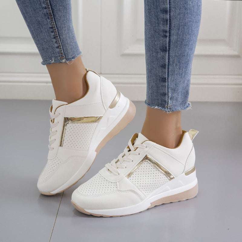 Sneakers Platform Wedge Casual Shoes Lace-up Mesh Sneakers