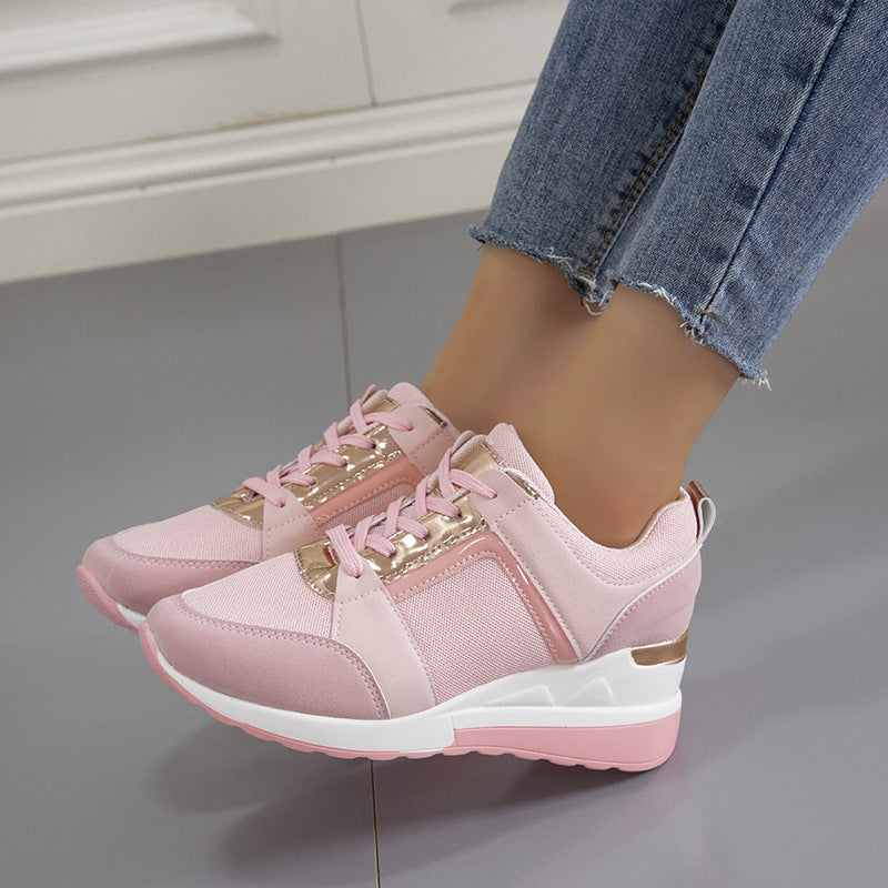 Sneakers Platform Wedge Casual Shoes Lace-up Mesh Sneakers