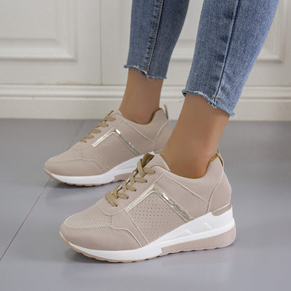 Sneakers Platform Wedge Casual Shoes Lace-up Mesh Sneakers