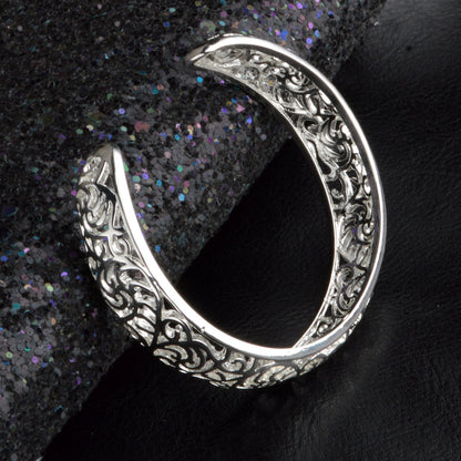 925 Silver Hollow Pattern Cuff Bracelet and Bangle for Women Wedding Party Silver Jewelry