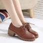 Small leather shoes for women spring 2024 new retro chunky shoes for women Korean version of the flat student mid-heeled shoes