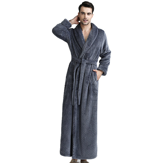 Velvet bathrobe with thick waist