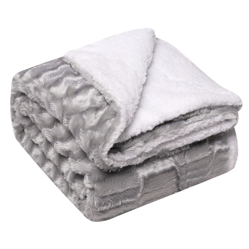 Thickened flannel lambswool composite double blanket leisure blanket gift blanket