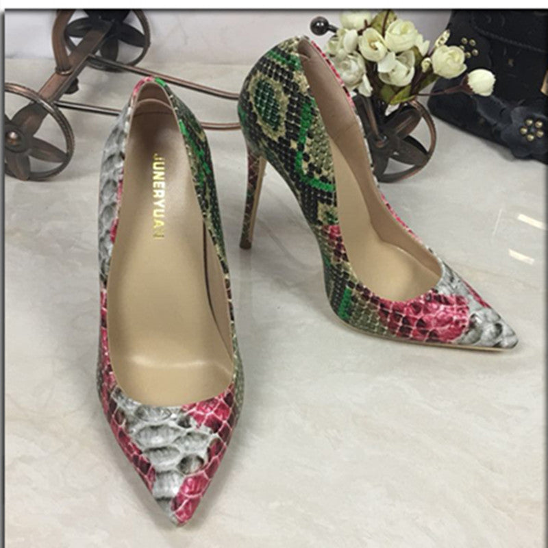 Snakeskin pumps leather shoes 