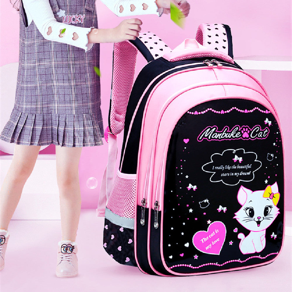 Children's school backpack with cute cat pattern