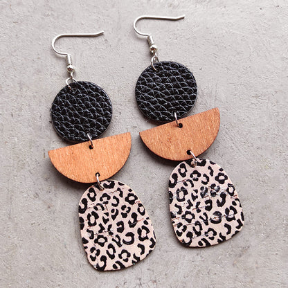 Fashion simple geometric cowhide earrings