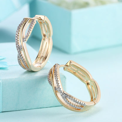 Fashion line-shaped diamond for women earrings