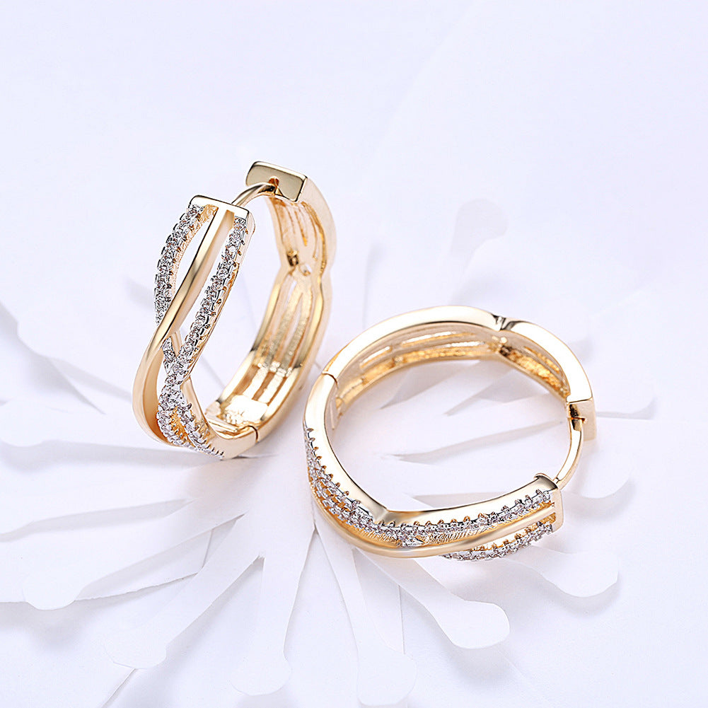 Fashion line-shaped diamond for women earrings