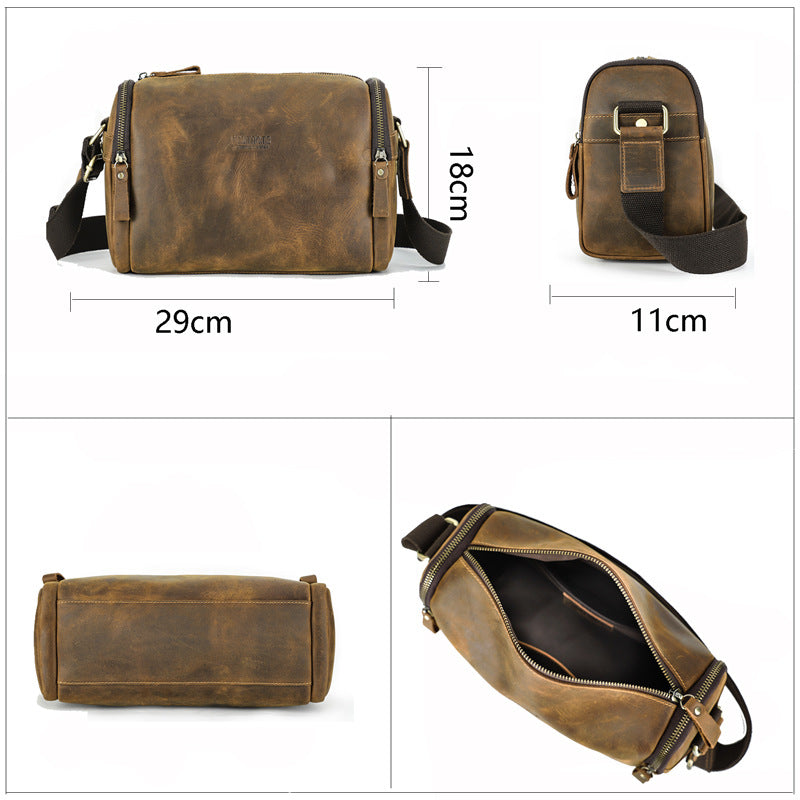 Retro Crazy Horse Leather Fashion Men Messenger Bag