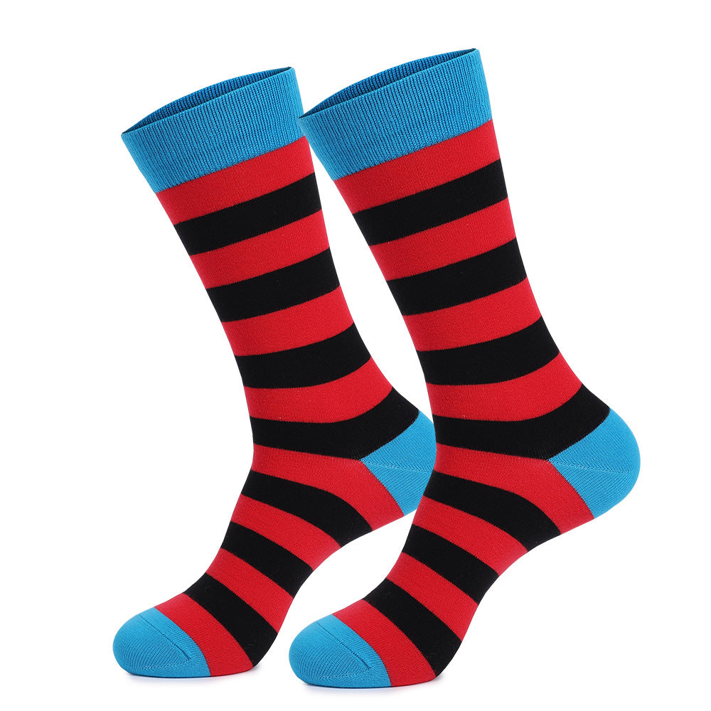 Men's Plus Size Long Striped Cotton Socks