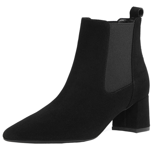 Short boots women's leather boots boots women's boots thick heel medium heel