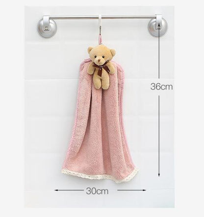 Coral velvet tea towel hanging bathroom absorbent towel