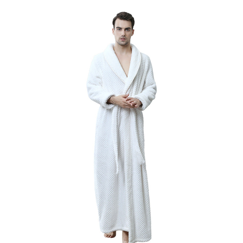 Velvet bathrobe with thick waist