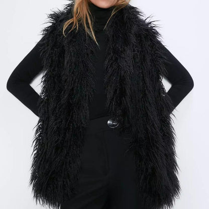 Faux fur effect vest