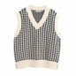 Houndstooth knitted vest