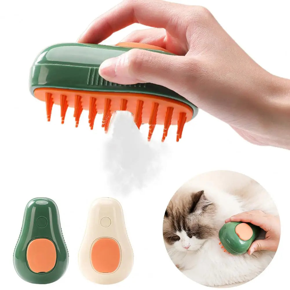 Steamy Cat Brush Cat and Dog Grooming Comb Electric Self Cleaning Steam Cat Brush for Massage Avocado Shape Pet Spray Cat Care