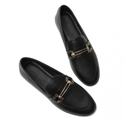 Small leather shoes for women. British slip-on ladies shoes