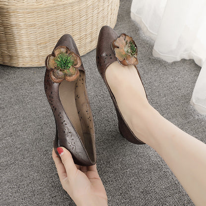 Frühlings-neue Leder-Damenschuhe handgefertigte Retro-Kuhleder-Schuhe