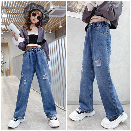 Middle-aged children's loose wide-leg jeans