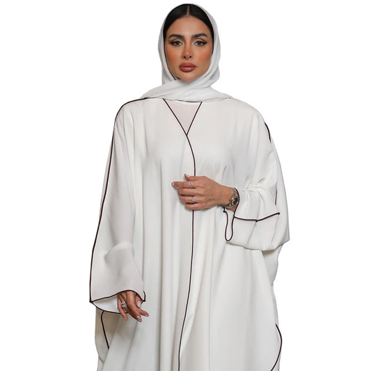 Women White Patchwork Plus Size Women Abaya Robe